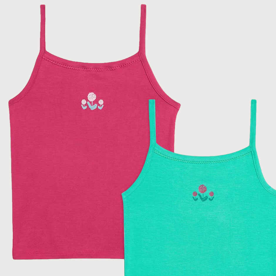 XY Life Slips for Girls, Tencel Modal, Antimicrobial - Dark Pink+Aqua Green | 5-6Y| Pack Of 2