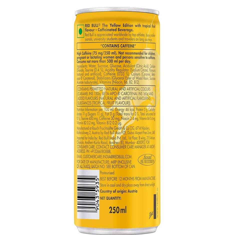Red Bull Energy Drink Can(250ml), Red Bull Energy Drink Yellow Edition Can(250ml) & Red Bull Energy Drink, The Summer Edition, Coconut Blueberry Flavour(250ml) Combo 