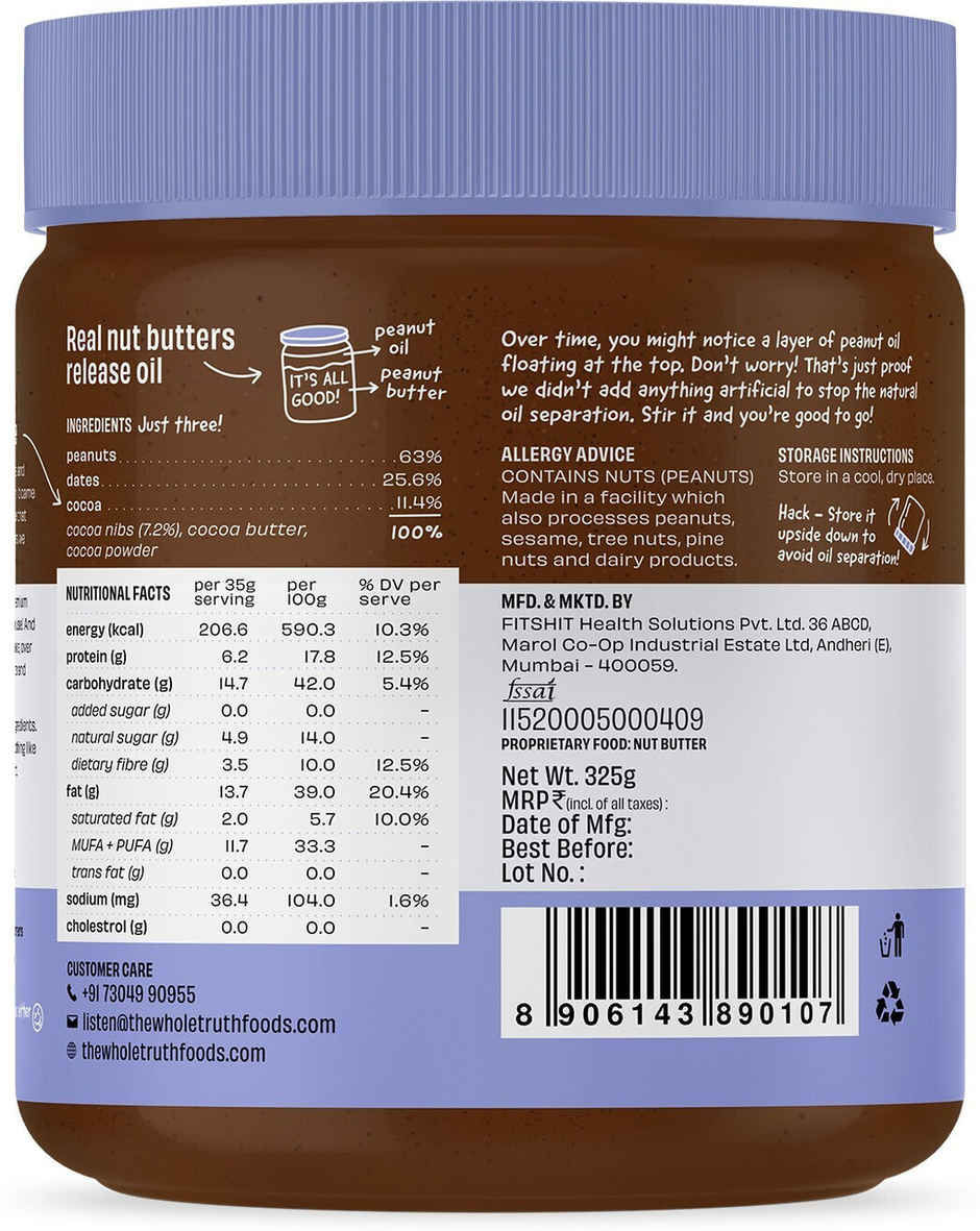 The Whole Truth Creamy Dark Chocolate Peanut Spread