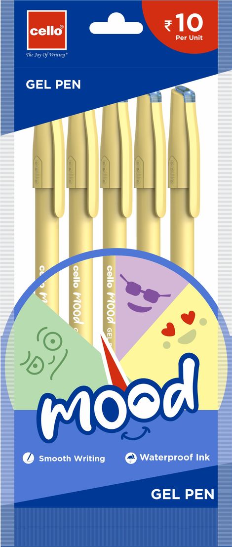 Cello Mood Blue Gel Pen (Pack of 5)