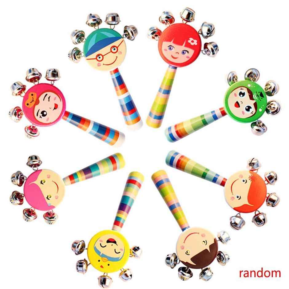 Toyshine Baby Smile Wooden Hand Bells Rattle Toy - Assorted