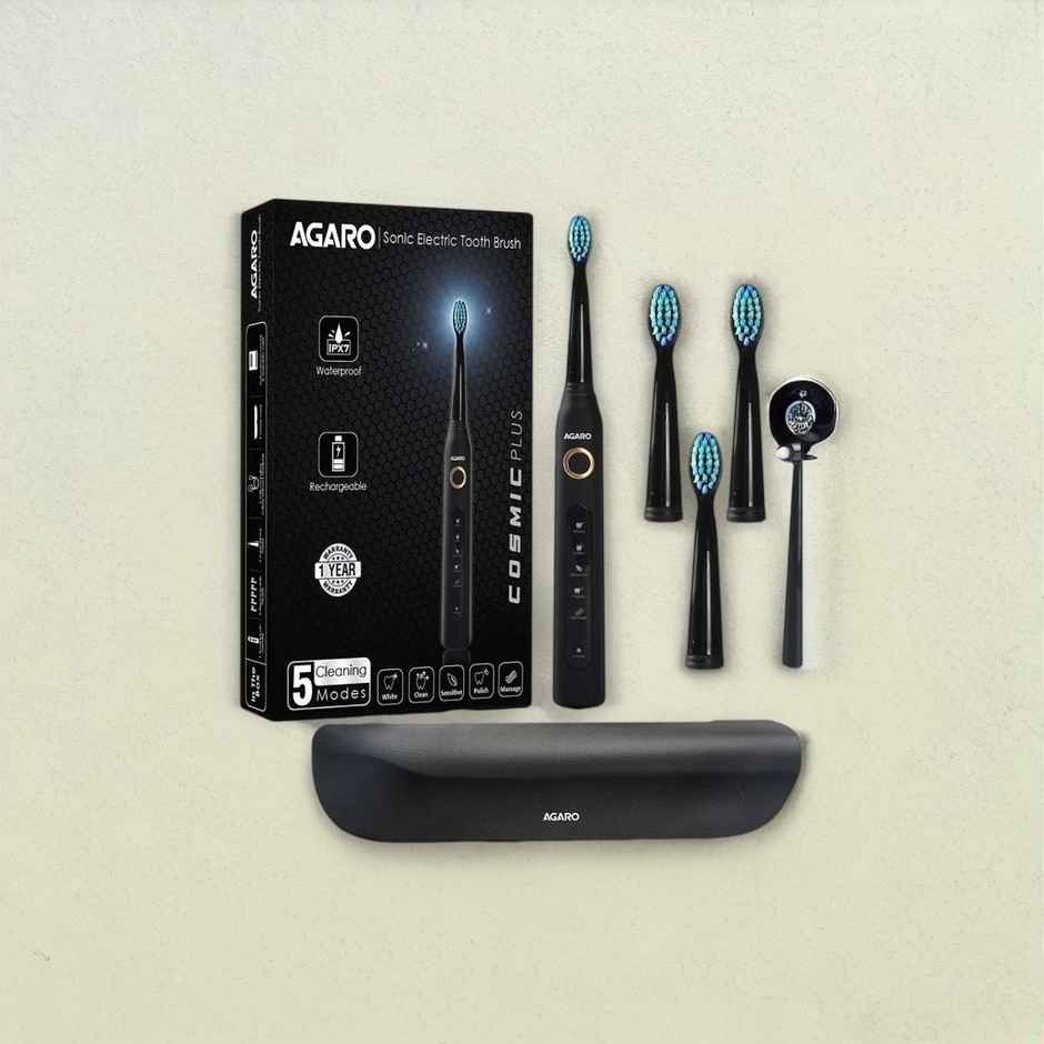 AGARO COSMIC PLUS Sonic ElectricTooth Brush For Adults With 5 Modes, 5 Brush Heads Power Toothbrush