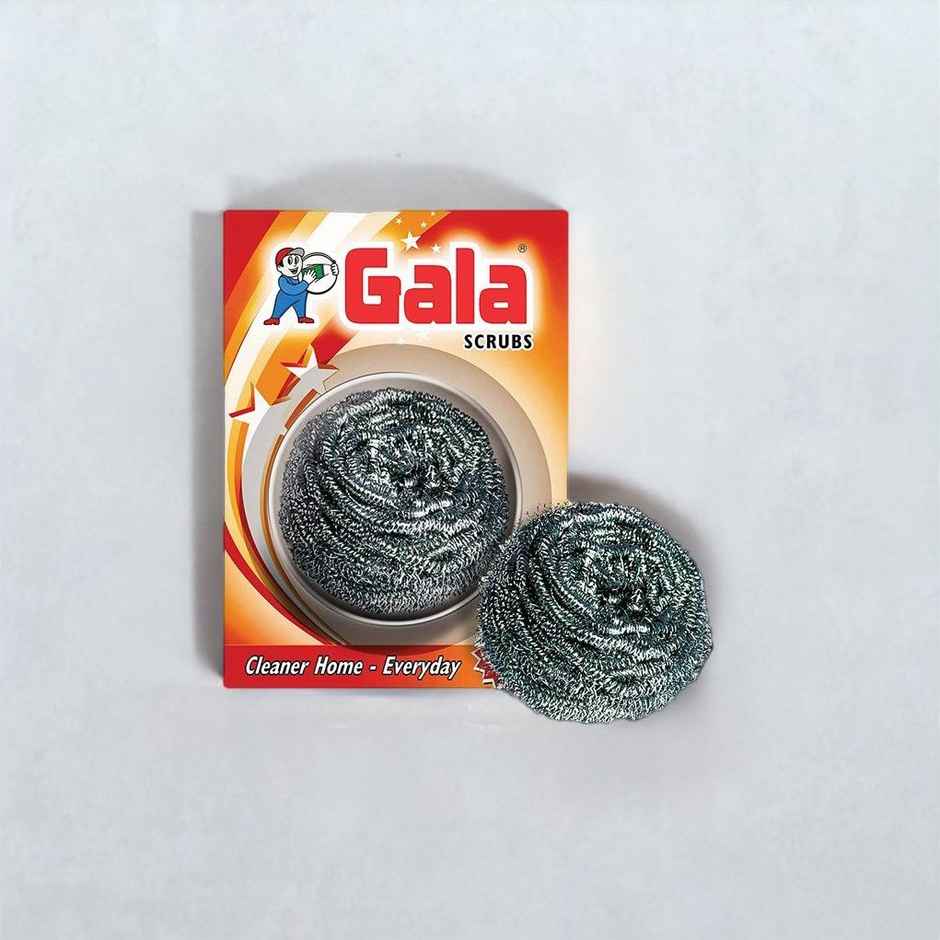 Gala Steel Scrubber Cleaner Home Everyday Scrub(1pc) & Sponge Wipe 3Pcs Set(1pc) Combo