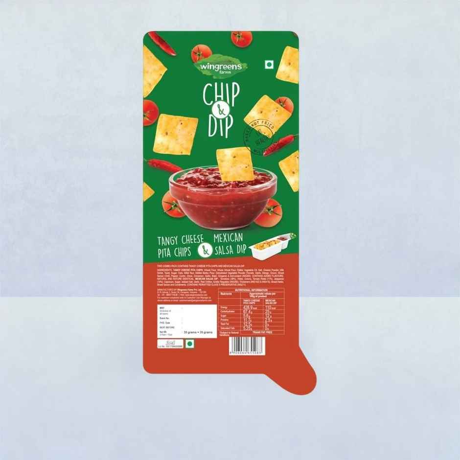 Wingreens Farms Tangy Cheese Pita Chips & Mexican Salsa Dip