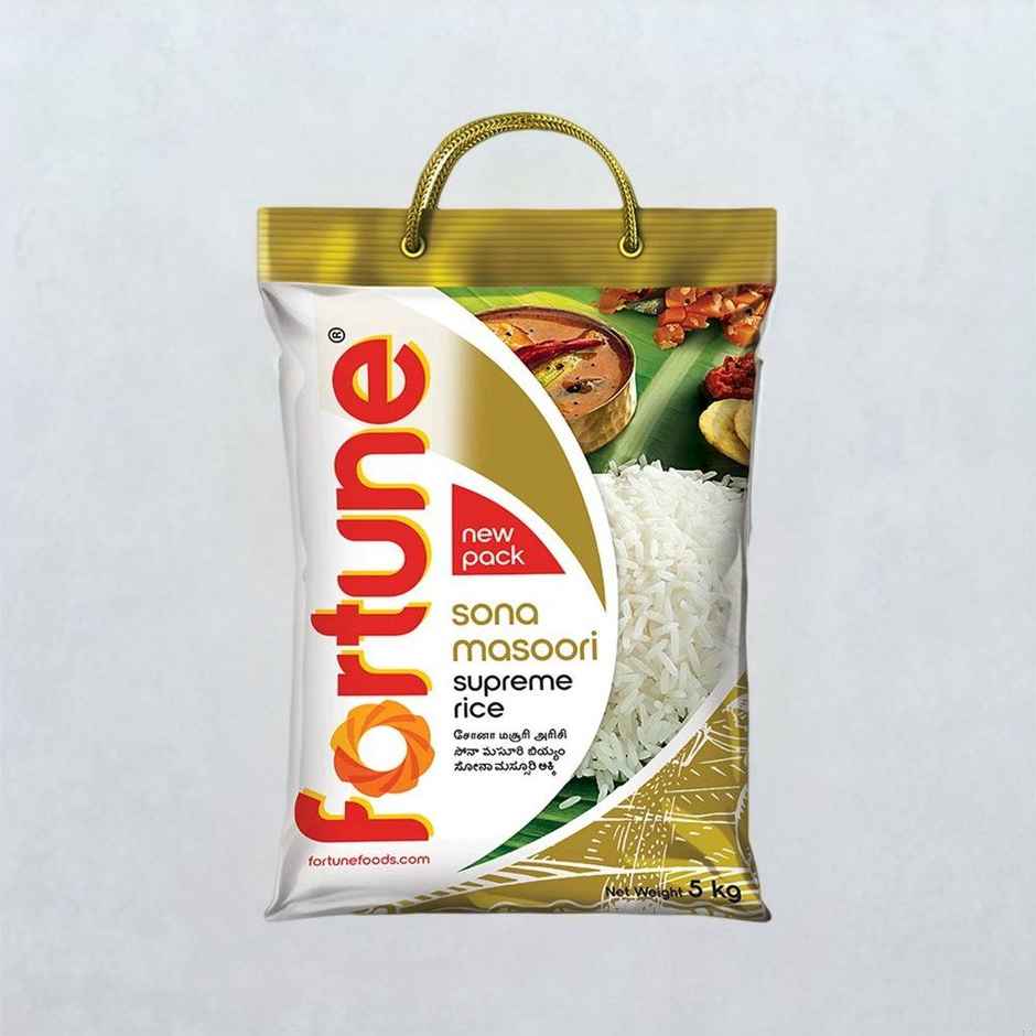 Fortune Sunlite Refined Sunflower Oil (Pouch)(1 l), Madhur Sugar/Sakkare - Refined(1 kg) & Fortune Sona Masoori Supreme Rice(5 kg) Combo