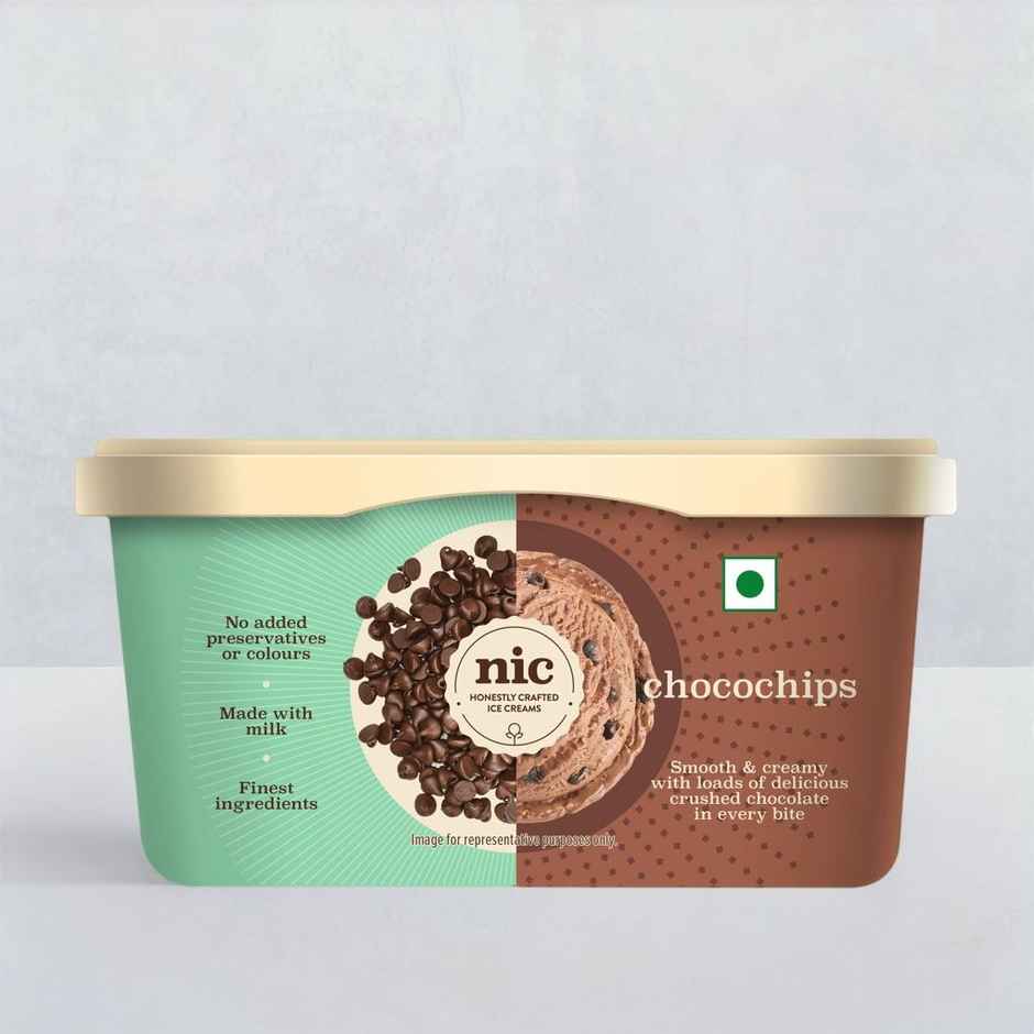 NIC Chocochips Ice Cream Tub| Preservative Free | No Artificial Flavors