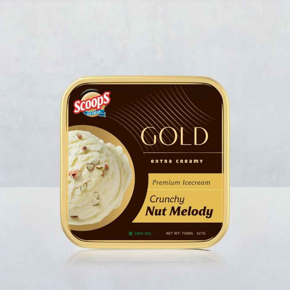 Scoops Crunchy Nut Melody Gold ice Cream Tub