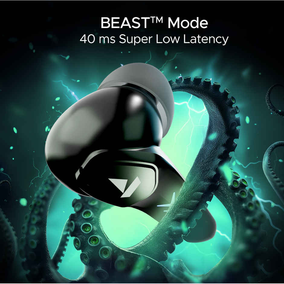 boAt Immortal 131 TWS Earbuds for Gaming w/ 40H Playtime, BEAST Mode & RGB LEDs (Black Sabre)