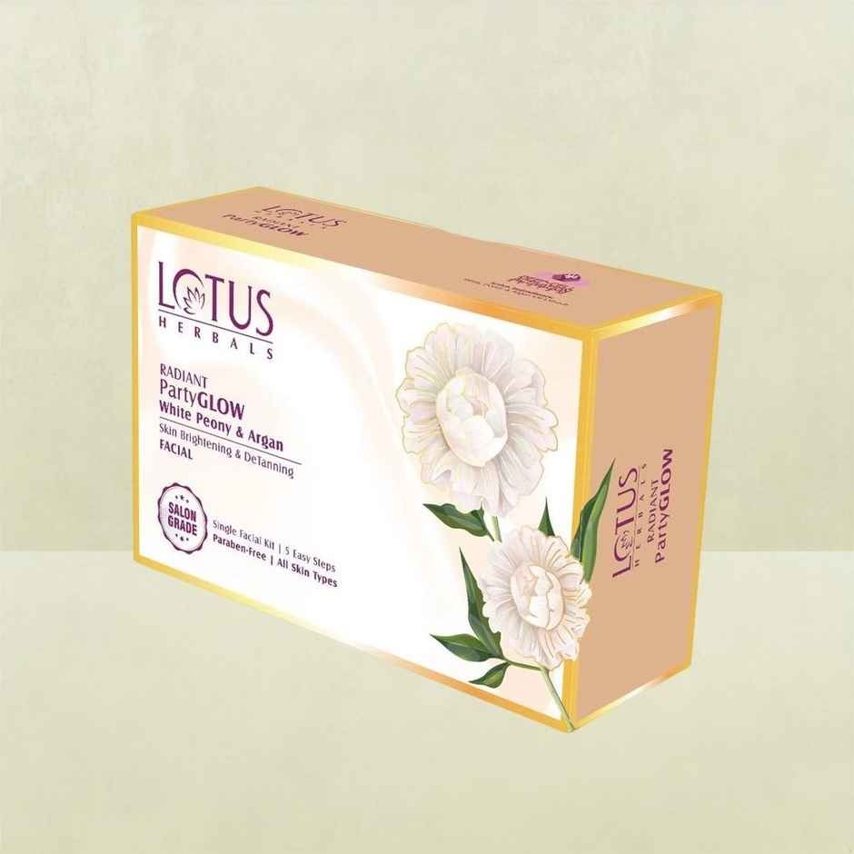 Lotus Herbals Radiant Partyglow White Peony & Argan Oil Detanning Facial Kit