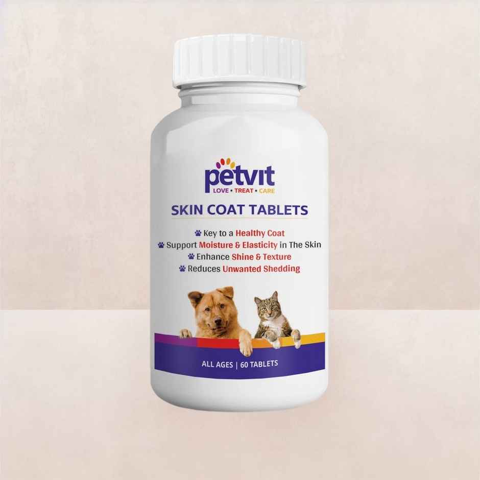 Petvit Skin & Coat Tablets For Dogs - 60 Chewable Tablets | For All Age Group