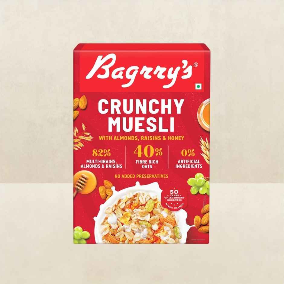 Bagrry's Crunchy Muesli with Almonds, Raisins & Honey(40% Oat Clusters)