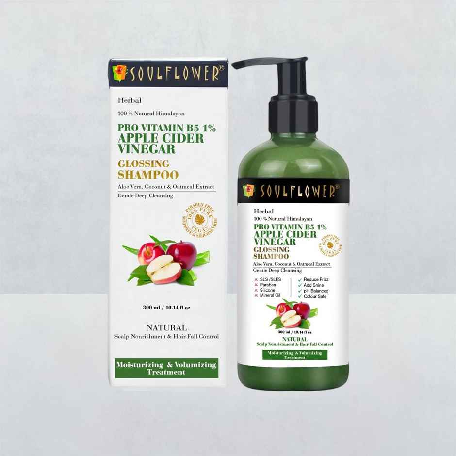 Soulflower Apple Cider Vinegar Pro-Vitamin B5 Shampoo for Hair Fall Control
