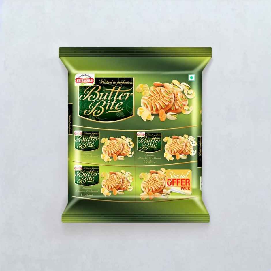 Priya Gold Butter Bite Pista & Almond Biscuits | Cholesterol-free and Trans Fat-free Combo
