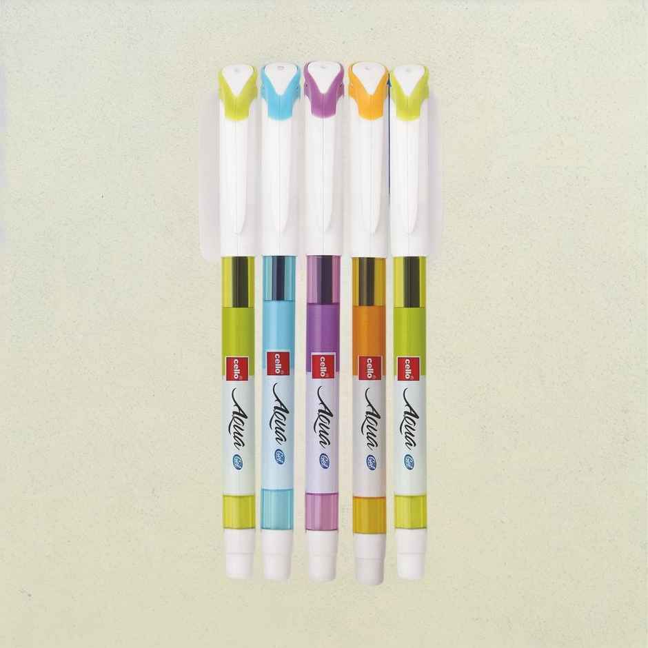Cello Aqua Gelpen Blue - Blister of 5 (Blue) Combo
