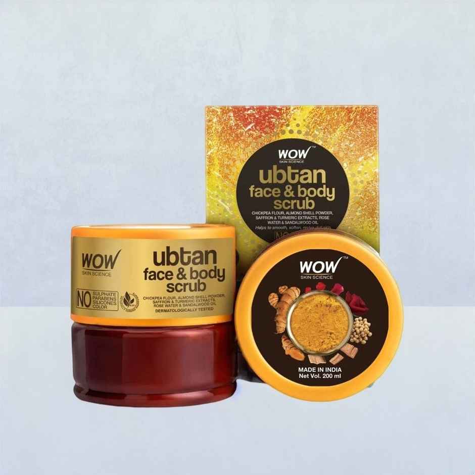 Wow Skin Science Ubtan Face & Body Pack With Chickpea Flour, Almond Shell Powder