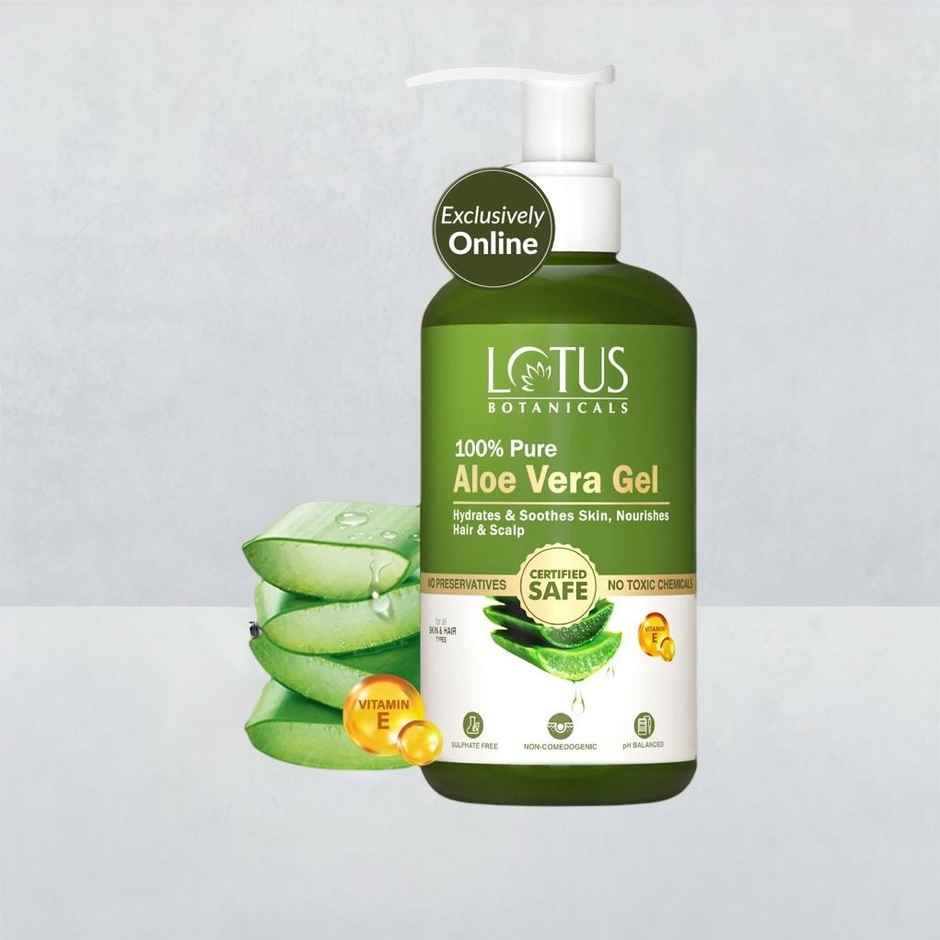 Lotus Botanicals 100% Pure Aloe Vera Gel with Vitamin E Soothing Gel for Skin