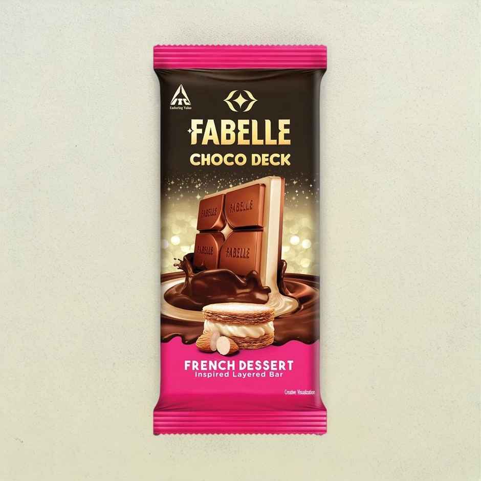 Fabelle Choco Deck French Dessert, 3-Layered Premium Chocolate Bar Inspired by Mille Feuille