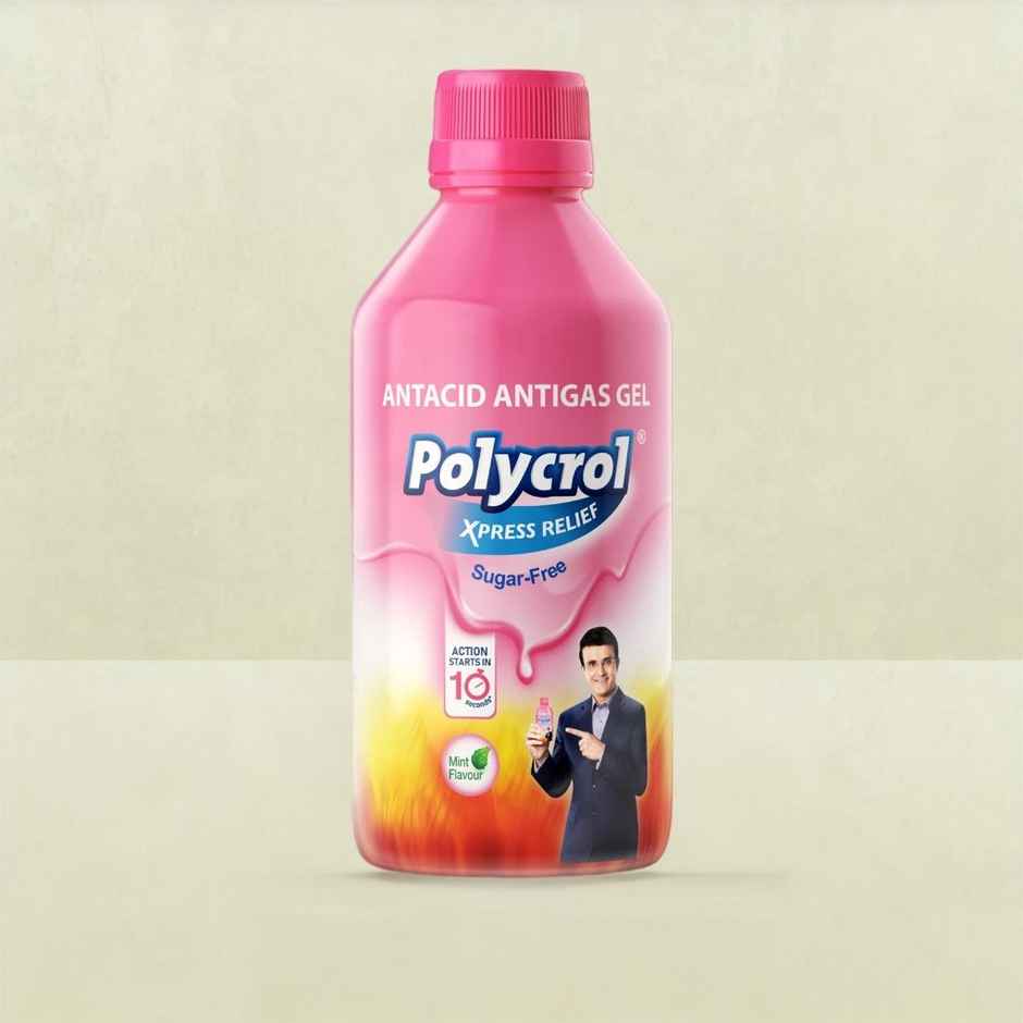 Polycrol Xpress Relief Mint Flavour Sugar Free Antacid Gel 