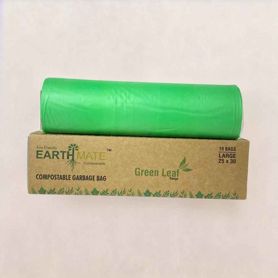 Earthmate Green Leaf Compostable Garbage Bags - Green Large | 25 x 30 Inch Combo