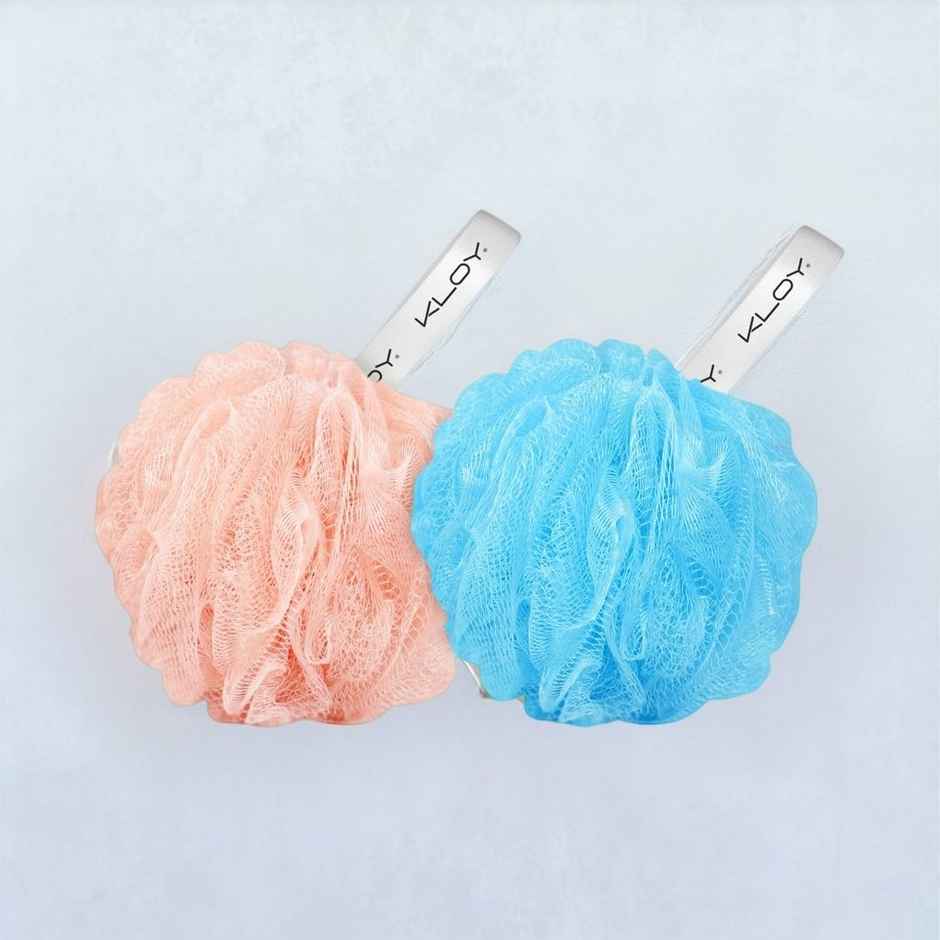 Large Bath Loofah Sponge Scrubber Exfoliator for High Lather Cleansing (Peach and Blue)