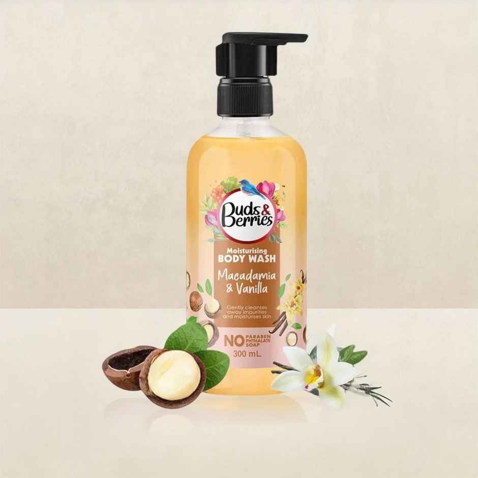 Buds & Berries Moisturising Body Wash with Macadamia and Vanilla for Clear Skin