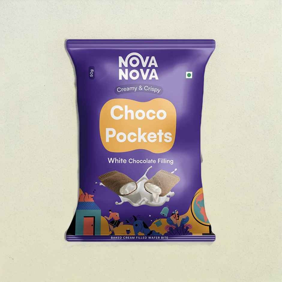 Nova Nova Choco Pockets- (Classic and White Chocolate Filling) Pack of 8 - 25 g Each