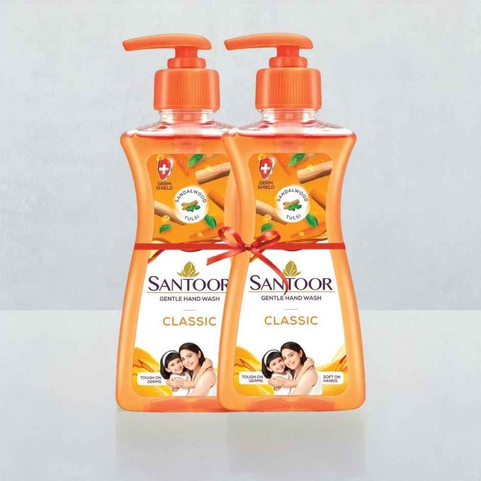 Santoor Classic Gentle Anti-Bacterial Hand Wash With Natural Goodness of Sandalwood and Tulsi
