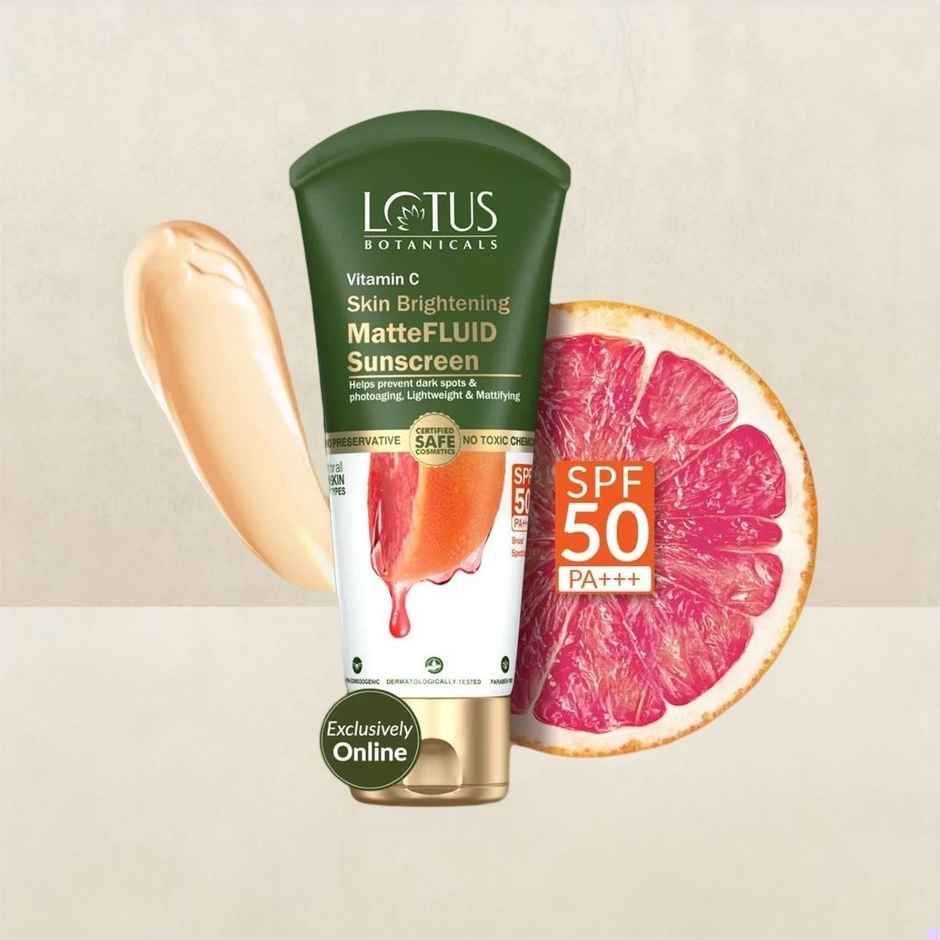 Lotus Botanicals Vitamin C Matte Fluid Sunscreen Sun Protect & Skin Brightening SPF 50