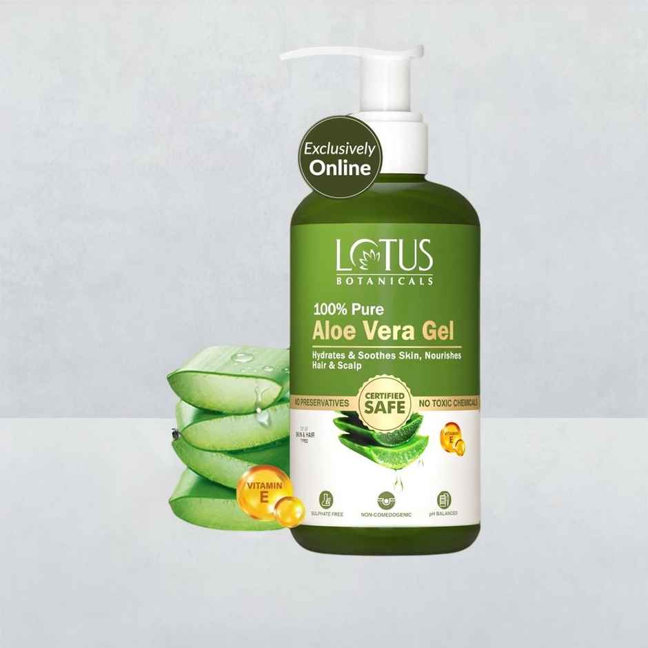 Lotus Botanicals 100% Pure Aloe Vera Gel with Vitamin E Soothing Gel for Skin