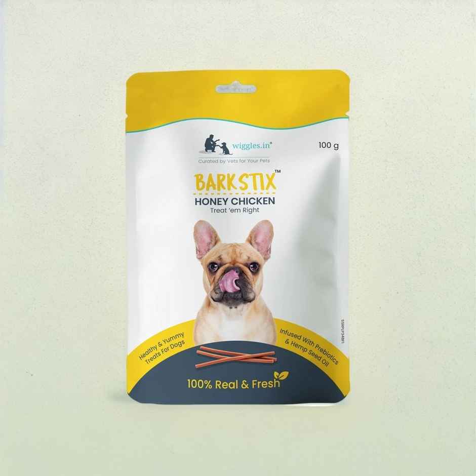 WIGGLES Barkstix Dog Treats for Training Adult Puppies, Hemp Seed Oil, Glucosamine (Honey Chicken)