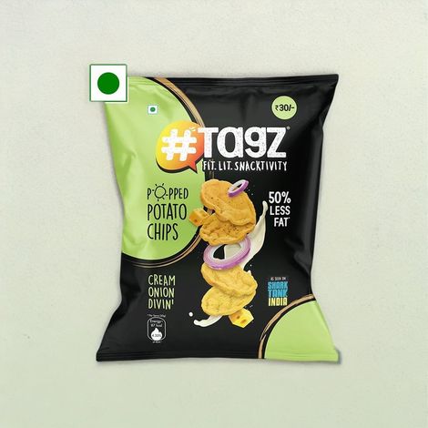 Tagz Popped Potato Chips - Cream Onion Divin