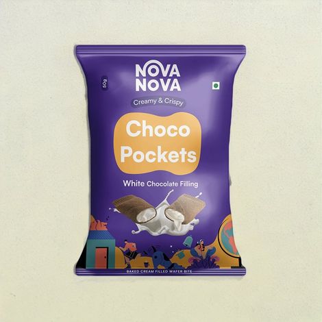 Nova Nova Choco Pockets- (Classic and White Chocolate Filling) Pack of 8 - 25 g Each