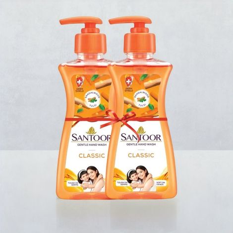 Santoor Classic Gentle Anti-Bacterial Hand Wash With Natural Goodness of Sandalwood and Tulsi