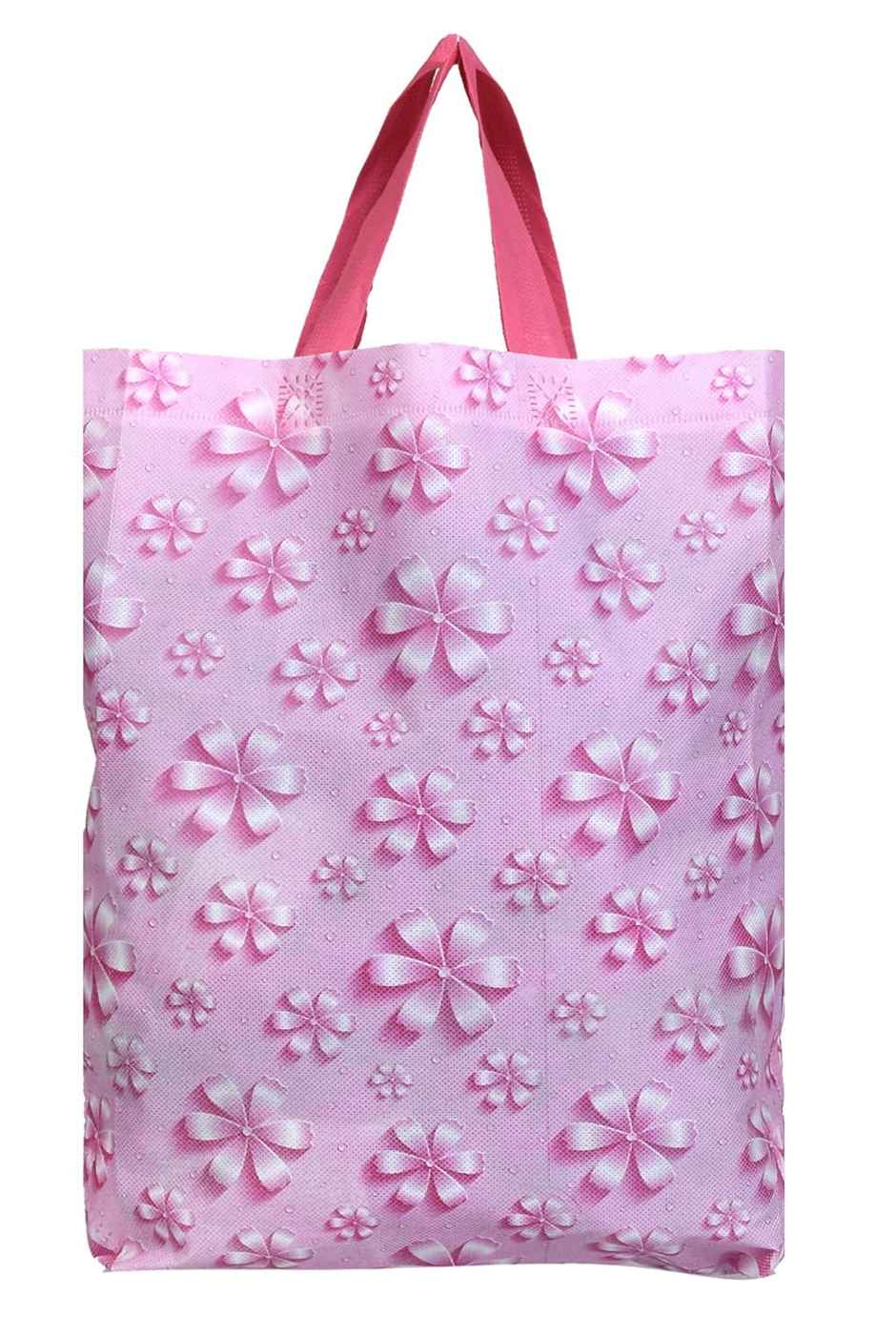Kuber Industries Pack of 12 Non Woven Reusable Grocery Shopping Bag With Handle (Pink)