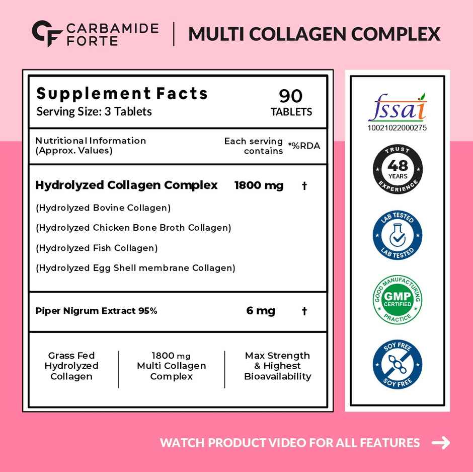 Carbamide Forte Hydrolyzed Multi Collagen Tablets With 90 Tablets