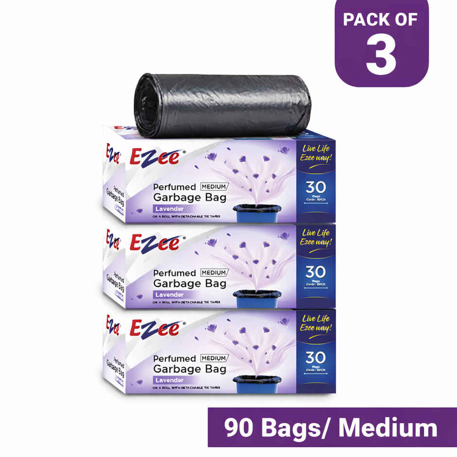 EZEE Lavender Fragrance Garbage Bag - Biofriendly | Black - Medium