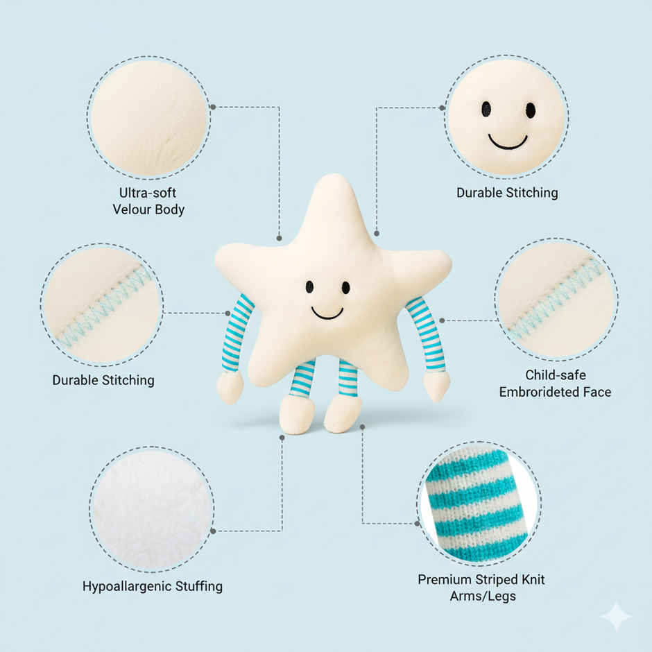 Storio Star Soft Pillow with Arm & Leg Stuffed Soft Toy Doll | 25 cm