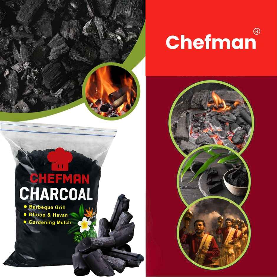 Chefman Premium Coal | Suitable for Barbecue, Pooja Dhoop, Havan, and Gardening Use