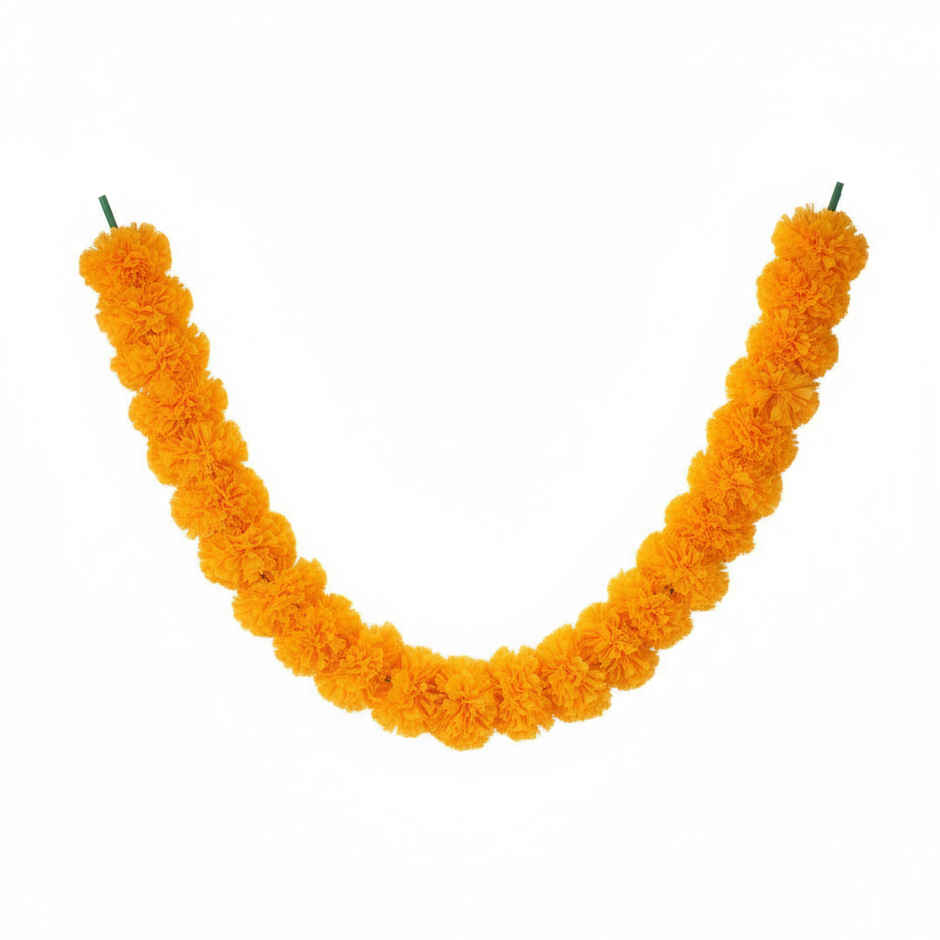Flower String Bandhanwar | Festival Decoration | Marigold Design | Orange | 2 pcs | Mangal Bhawan