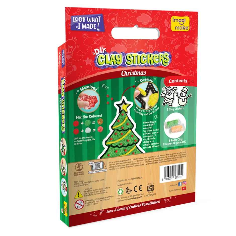 Imagimake DIY Clay Stickers Christmas Kit | Air Dry Clay Craft for Kids
