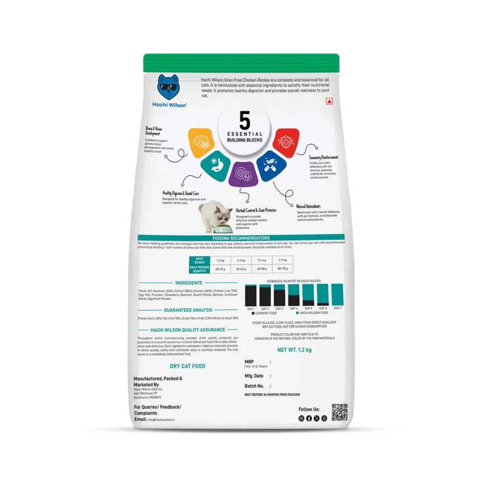 Hachi Wilson Premium Cat Food | Grain-Free | High-Protein | Real Chicken & Eggs | USFDA Approved