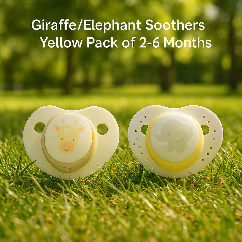 Mothercare Giraffe/Elephant Soothers Yellow Pack Of 2 0-6 Months