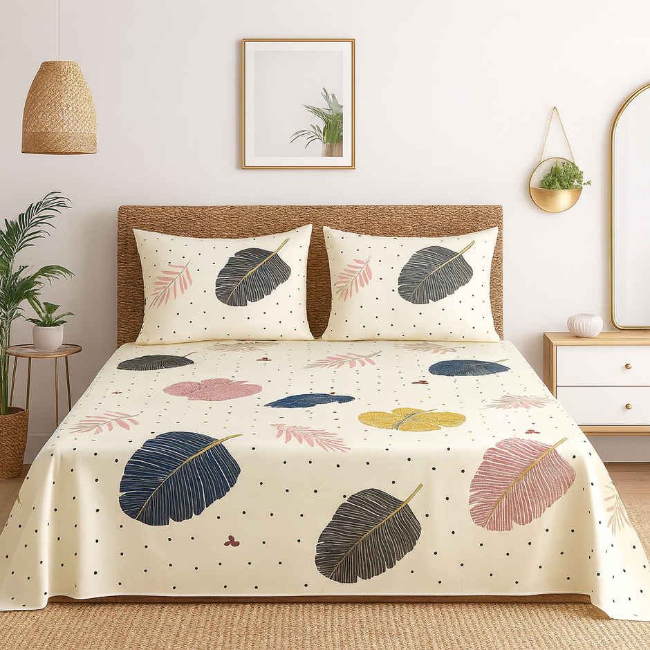 Elegant Weavers Zade Double Microfibre Floral Bedsheet | With 2 Pillow Covers | 87 x 94 in