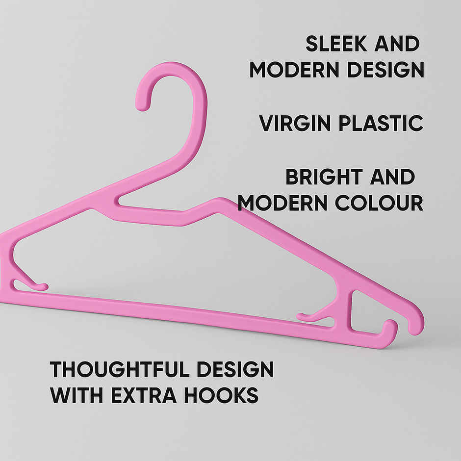 Sinco Super Plastic Cloth Hanger - Pack of 3 pcs - Pink