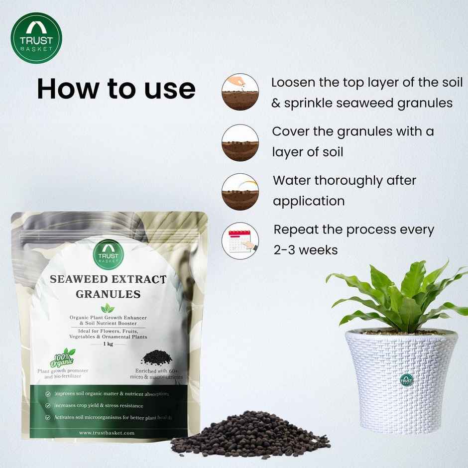 TrustBasket Seaweed Granules | Organic Bio-Stimulant & Fertilizer for Pots & Garden