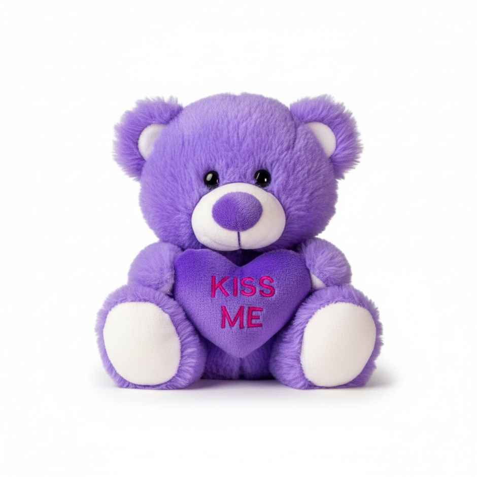 DearJoy Teddy Bear with Message on a Heart Purple 30 cm