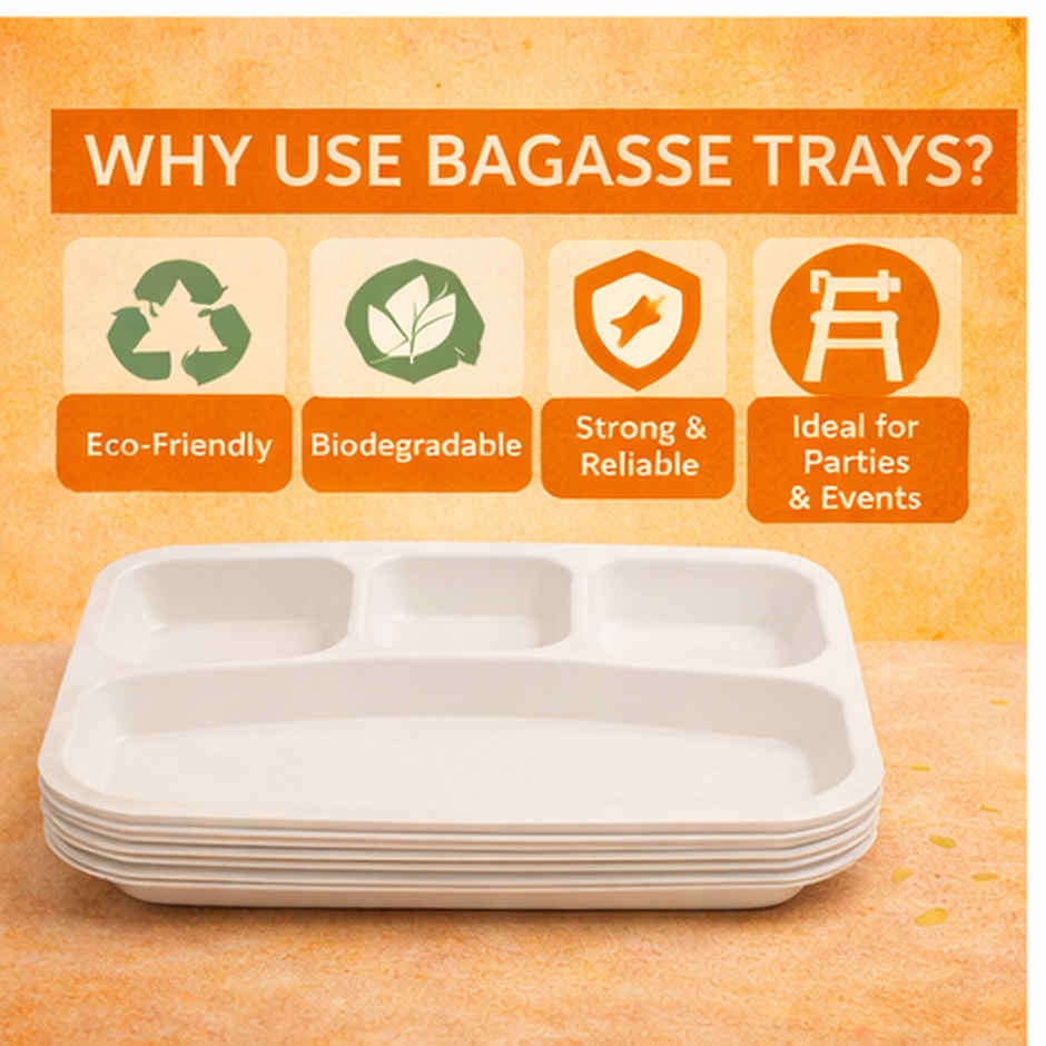 Disposable Bagasse Plates | 4 Compartment | 11 inch | Ezee