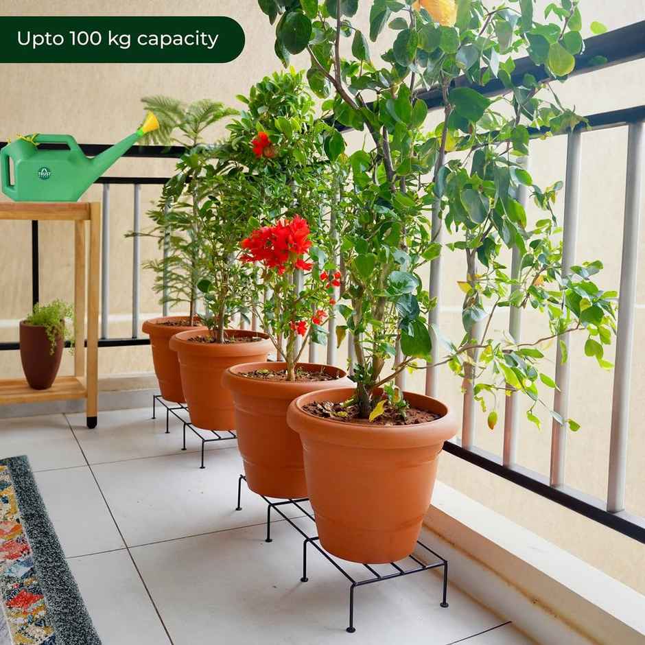 TrustBasket 24 Inch Metal Plant Stand | Black Decorative Stand for Balcony Garden - Indigo