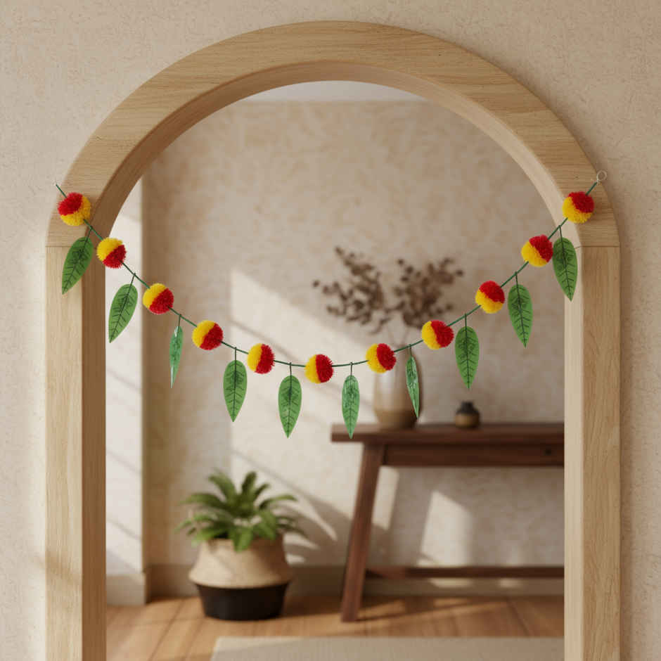 Artificial 11 Mango Leaf Marigold Toran | Mangal Bhawan