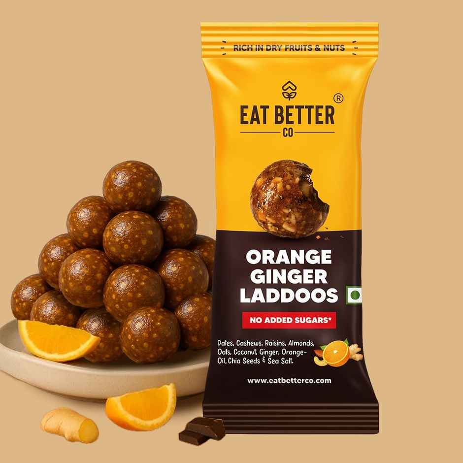 Eat Better Co Orange & Ginger Laddoos | No Added Sugar | High Protein, Truly Natural